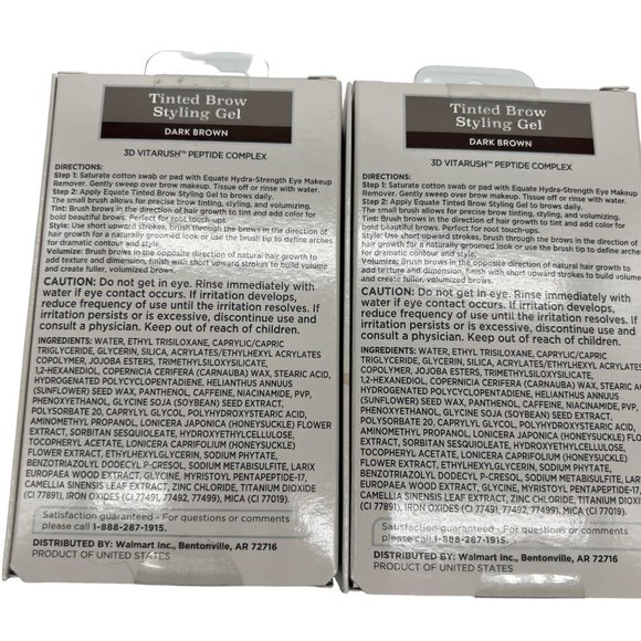 NEW Equate Tinted Brow Styling Gel Dark Brown Volumize Lot of 2 Boxes - Picture 4 of 6
